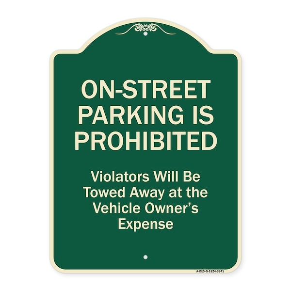 Designer Series-On-street Parking Prohibited Violators Will Be Towed Ve, 24" x 18", G-1824-9941